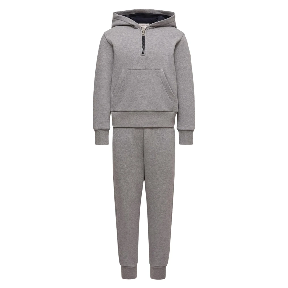Moncler Boys Gray Kids Sport Sets, 12 Y, Grey Fleece Tracksuit For