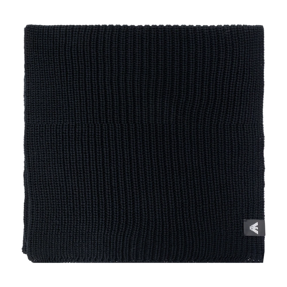 Emporio Armani Wollen sjaal met logo Black Heren