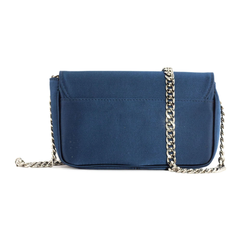 Roberto Festa Navy Satin Lunette Schoudertas Blue Dames