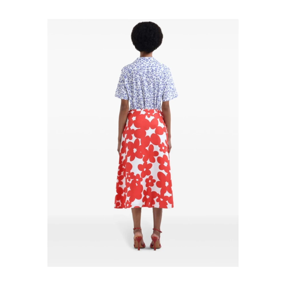 Marni Bloemenprint Midi Rok Red Dames