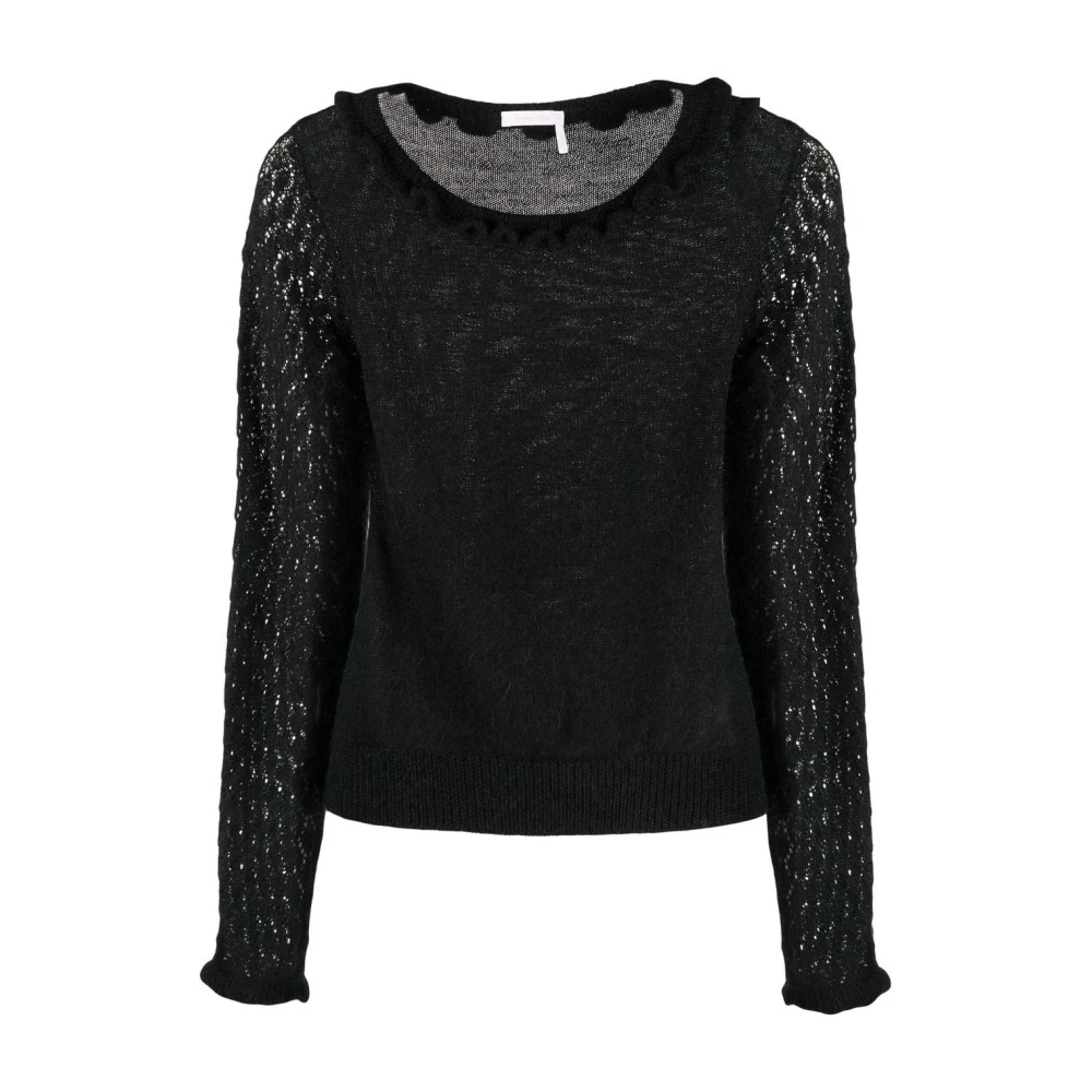 See by Chloé Zwarte Wol Casual Sweater Black Dames