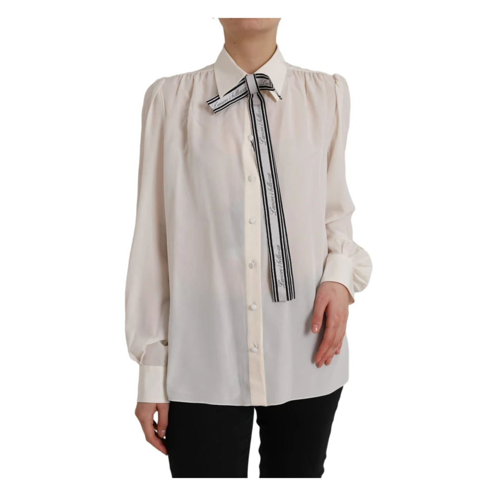 Dolce & Gabbana Off White Button-Down Polo Top White Dames