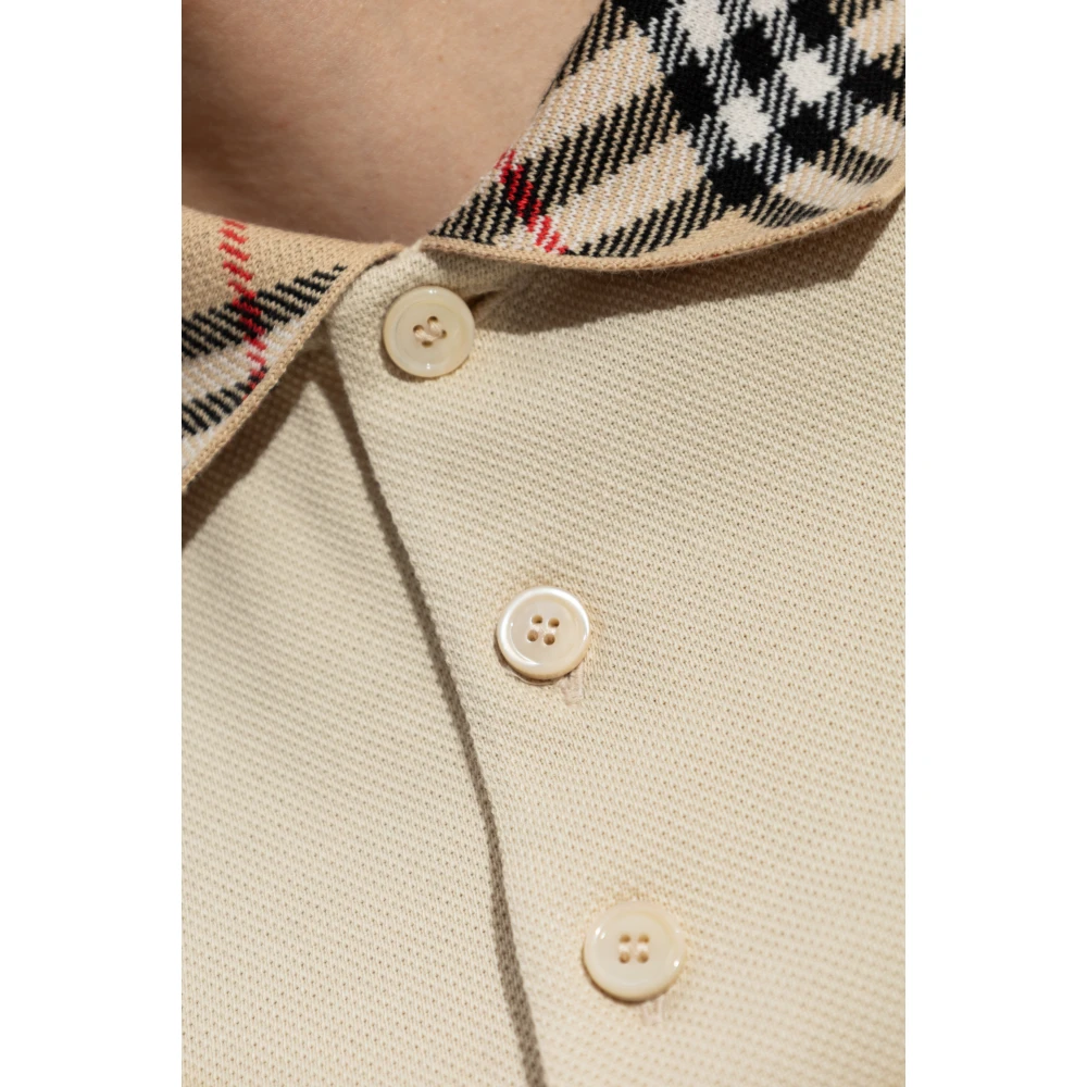 Burberry Polo met geruite kraag Beige Heren