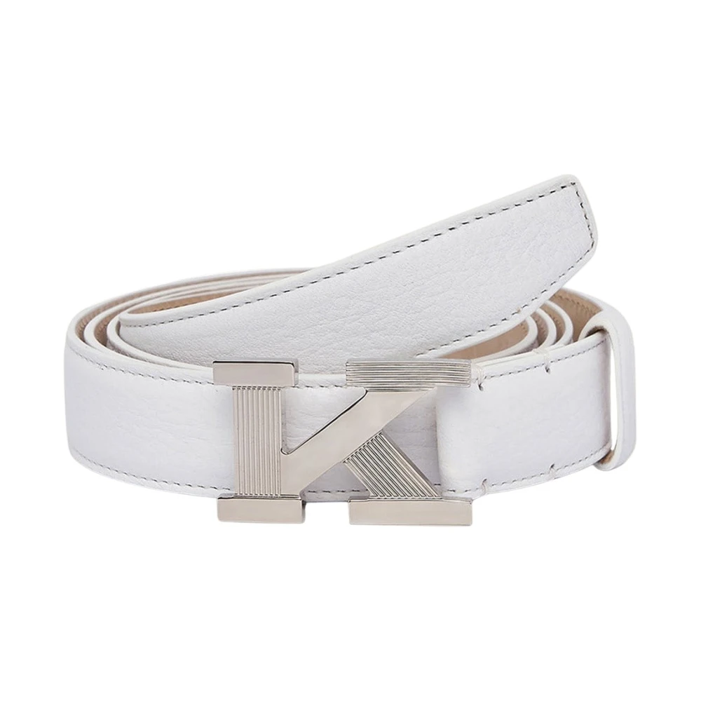 Kiton Witte hertenleren riem met iconische gesp White Dames