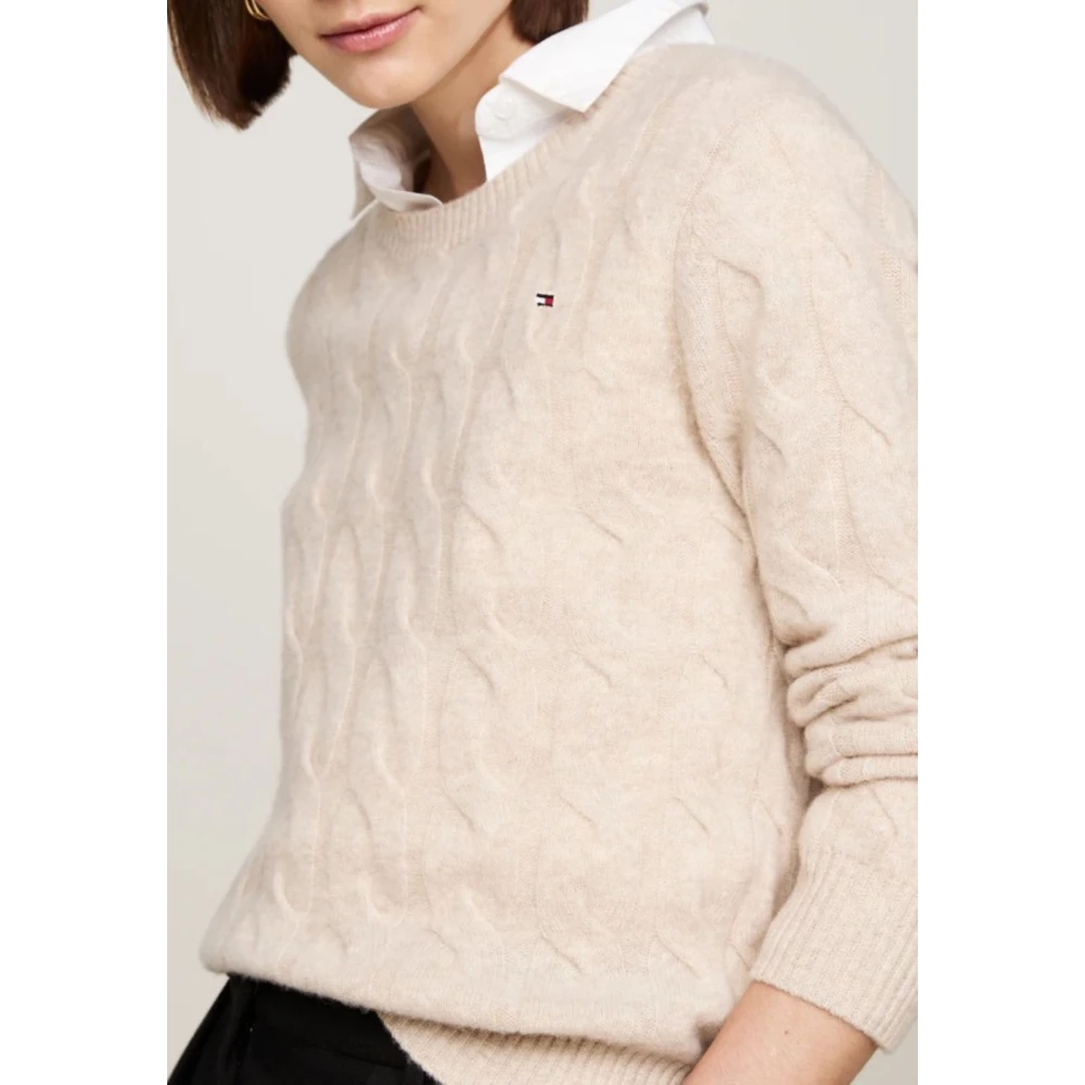 Tommy Hilfiger Zachte Wol Kabeltrui Beige Dames