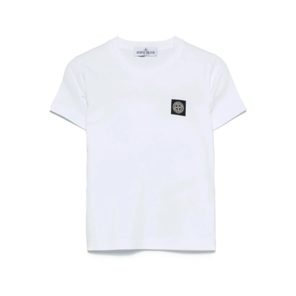 Stone Island , Kids Short Sleeve T-Shirts, Male, White, 8 Y, T-Shirts And Polos