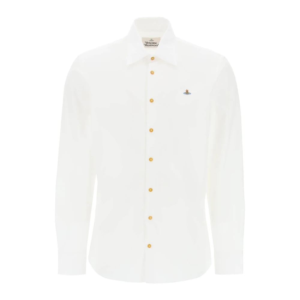 Vivienne Westwood Overhemd met Orb Borduursel White Heren