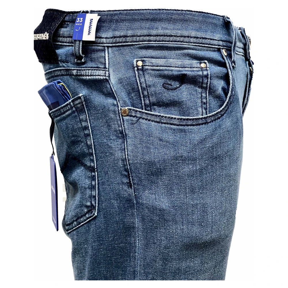 Jacob Cohën Navy Linnen Slim Fit Broek Blue Heren