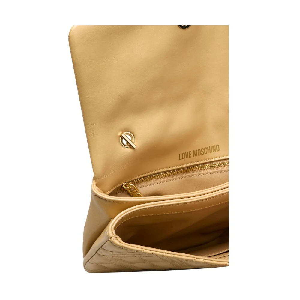 Love Moschino Gouden Crossbody Tas met Klep Sluiting Yellow Dames