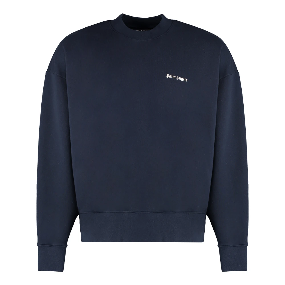 Palm Angels Geribbelde Crew-neck Sweatshirt Blue Heren