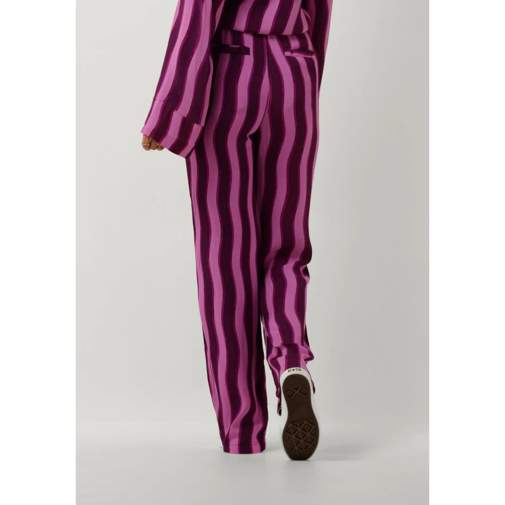 Colourful Rebel Paarse Strepen Straight Broek Multicolor Dames