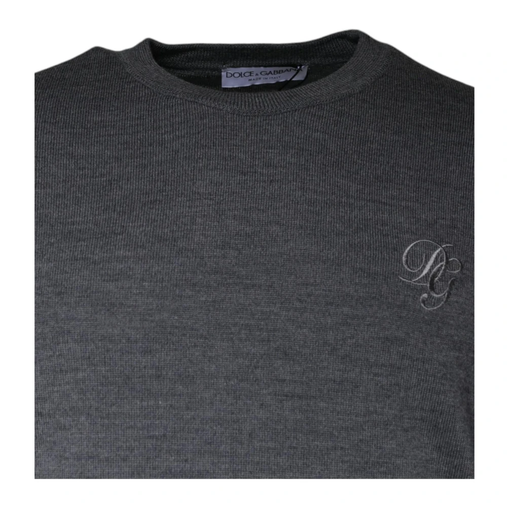 Dolce & Gabbana Donkergrijze Wollen Pullover Sweater Gray Heren