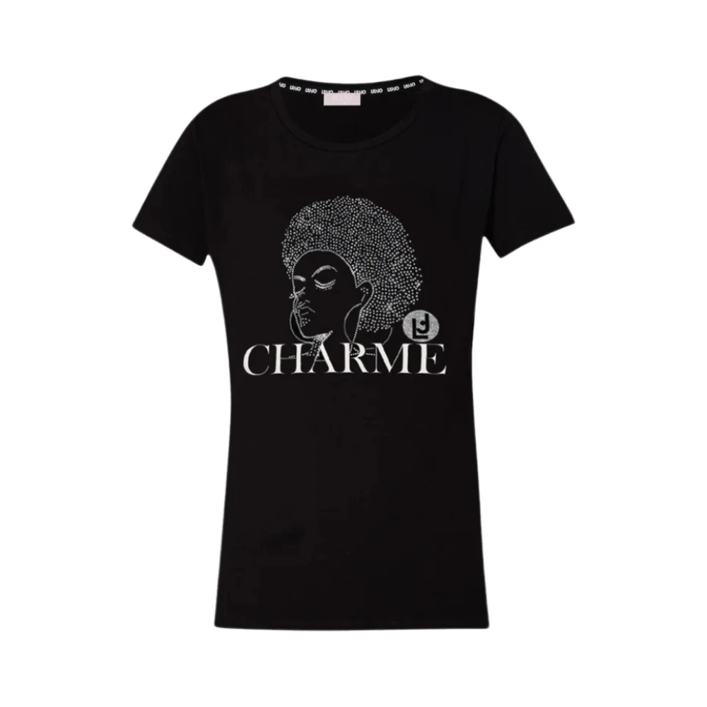 Liu Jo Women's Black T-Shirts, Xs, Basic Round Neck Graphic T-Shirt