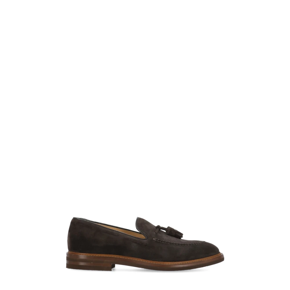 Brunello Cucinelli Brun Mocka Loafers med Tassels Brown, Herr