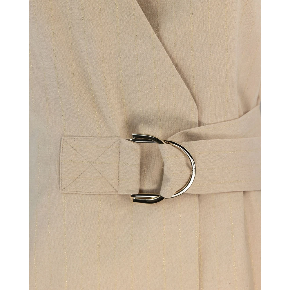 Liu Jo Gouden Gestreepte Lurex Jas Beige Dames