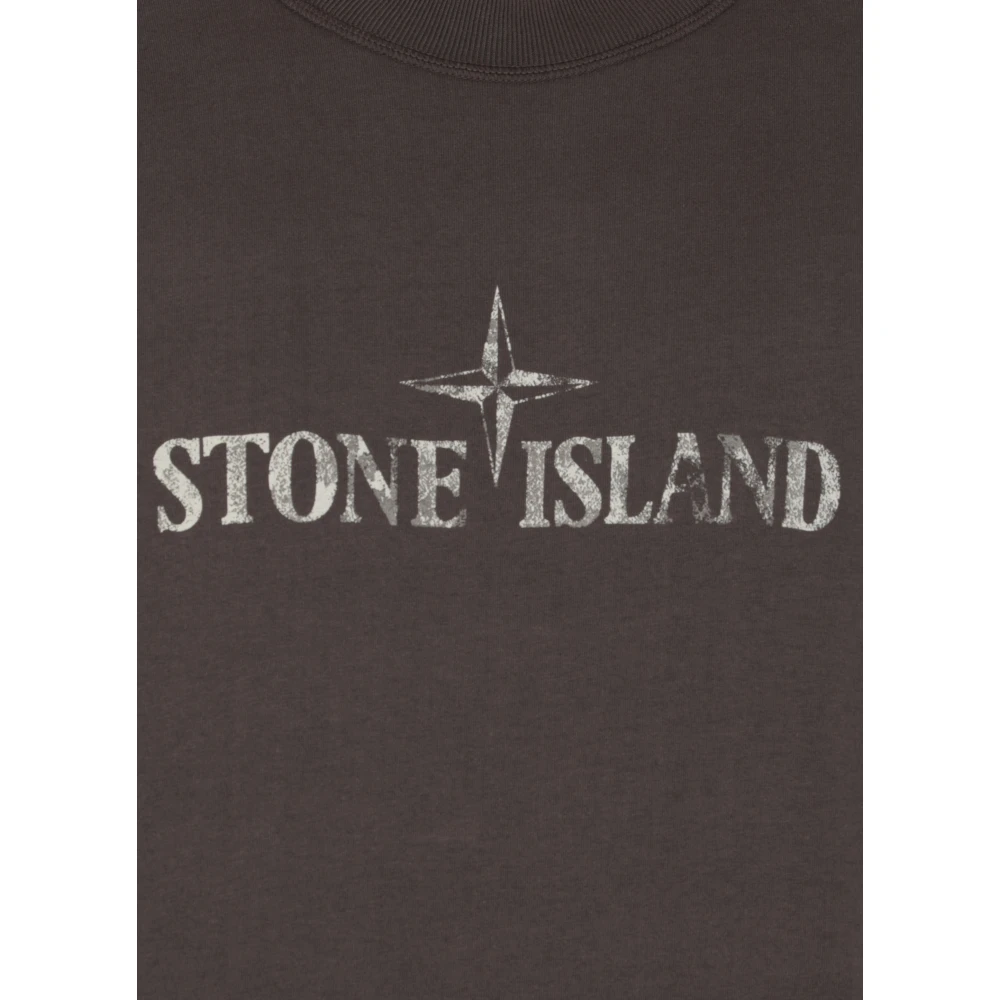 Stone Island Grijze Katoenen T-shirt met Logo Gray Heren