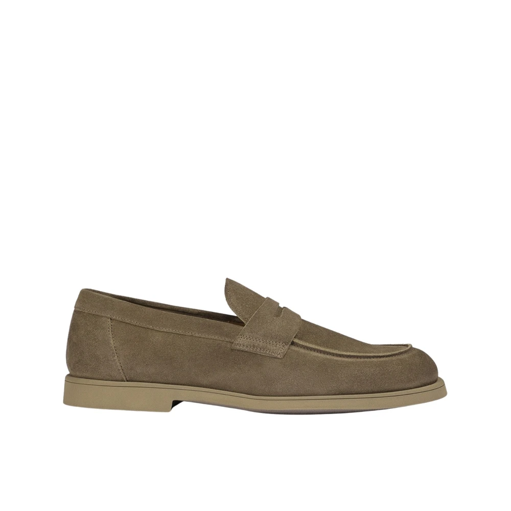 Doucal's Men's Brown Loafers, 7 Uk, Suede Penny Loafer