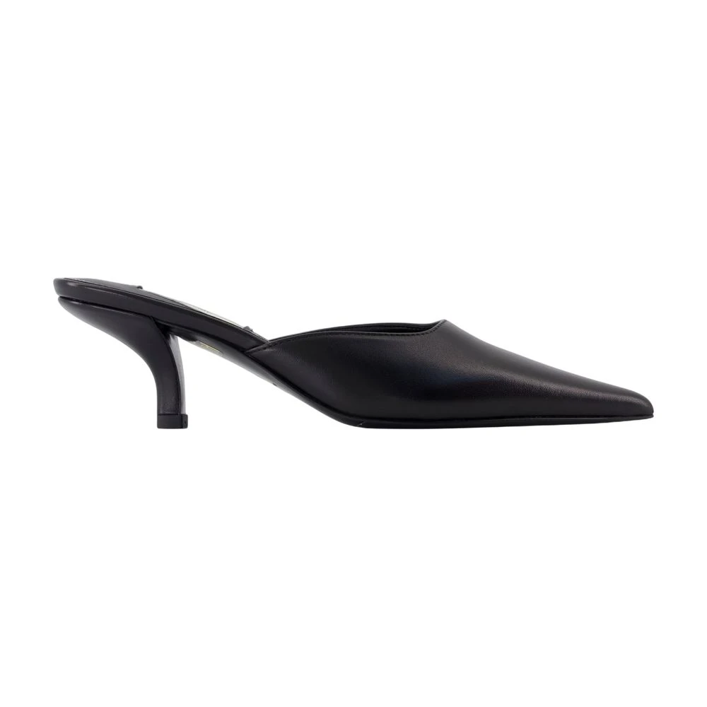 Totême Women's Black Heeled Mules, 2 Uk, Leather Pointed Heel Sandals