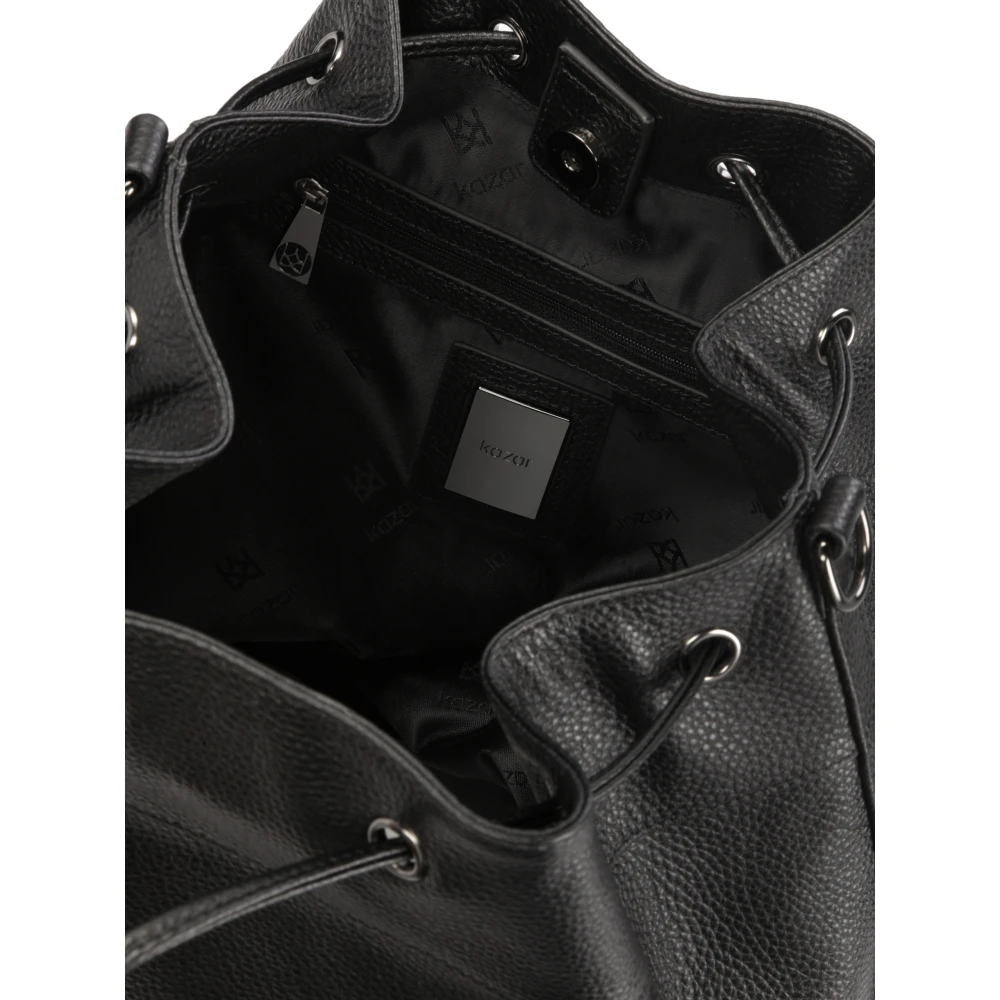 Kazar Leren tas handtas met twee banden Black Dames