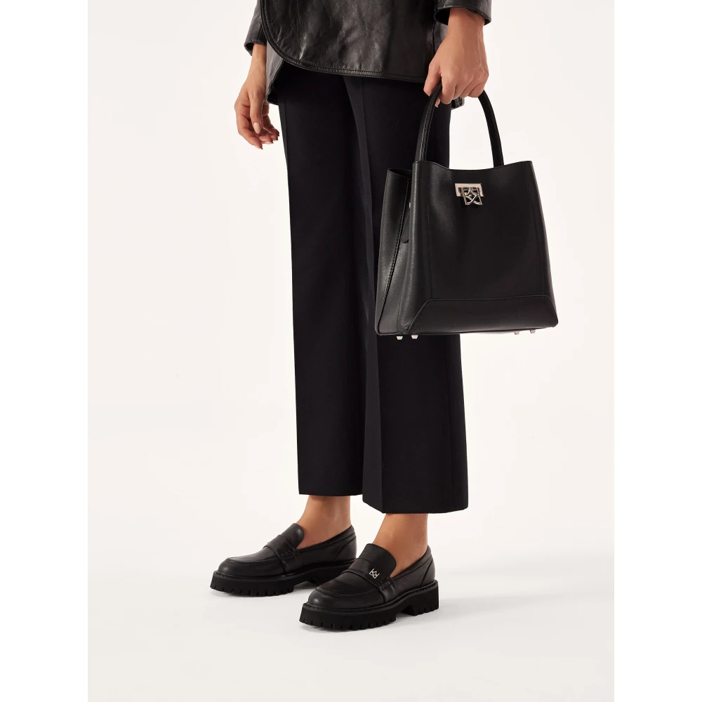 Kazar Zwarte leren handtas met handvat Black Dames