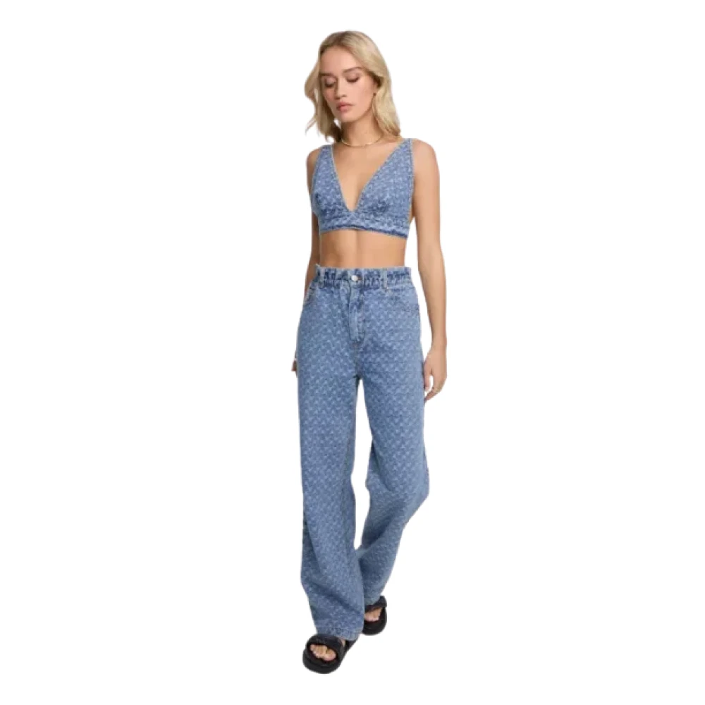 Alix The Label Jacquard Denim Jeans Gray Dames