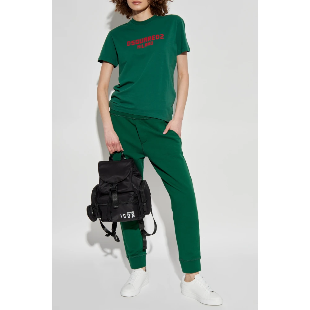 Dsquared2 T-shirt met logo Green Dames
