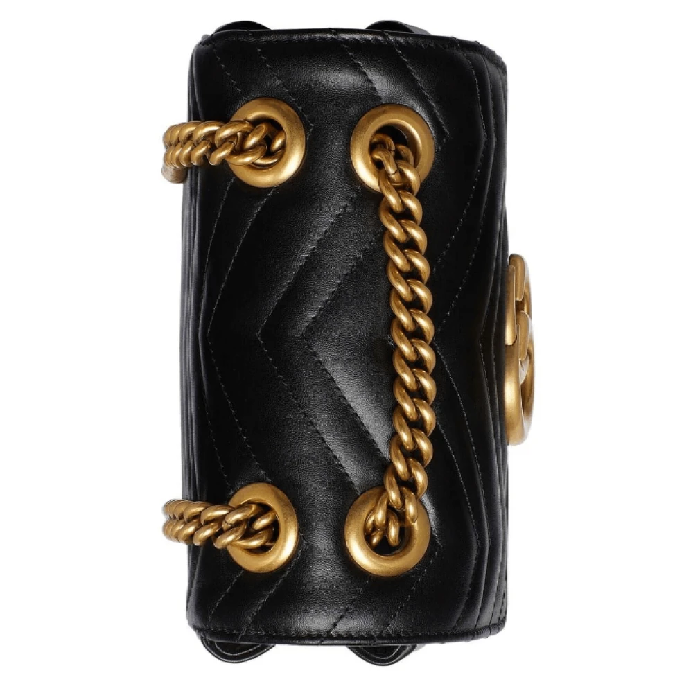 Gucci Zwarte Mini Gewatteerde Schoudertas met Double G Logo Black Dames