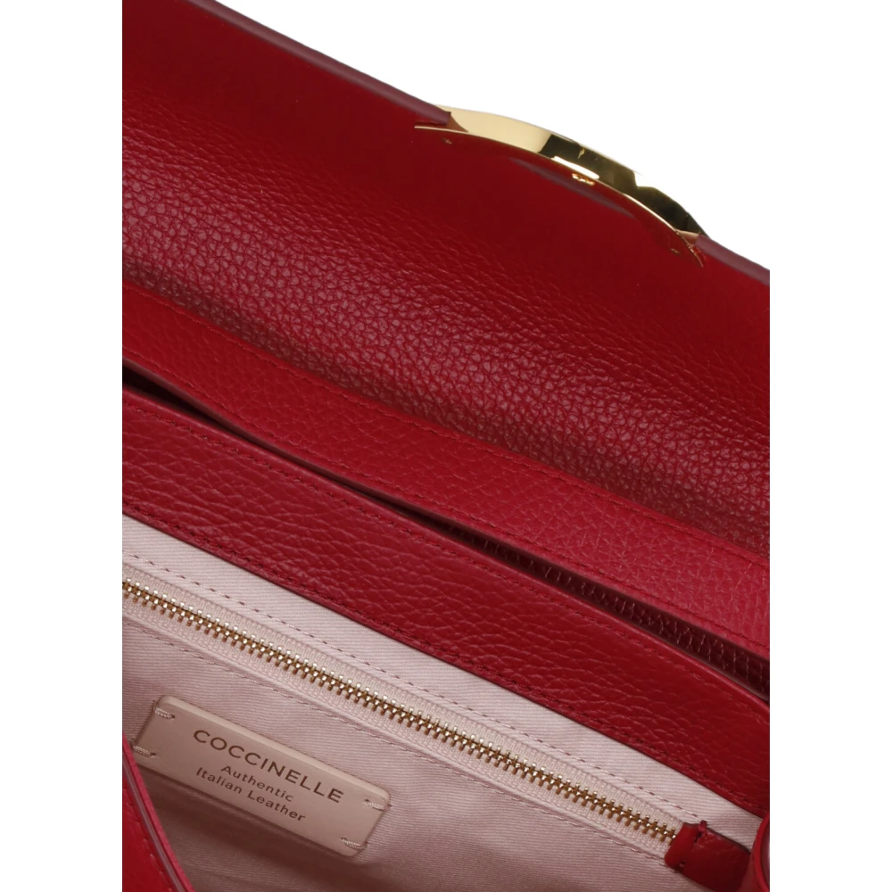 Coccinelle Rode leren schoudertas met flap Red Dames