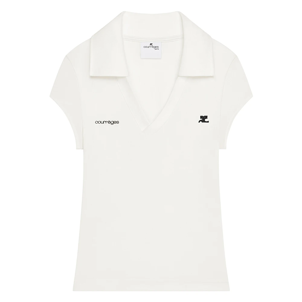 Courrèges Women's White Polo Shirts, Xs, Sports Cropped Polo
