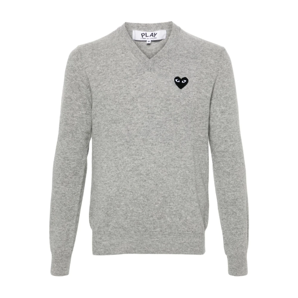 Comme des Garçons Grijze Hart Patch Pullover Sweater Gray Heren