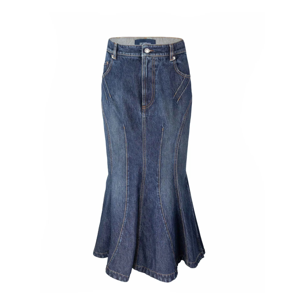 SPORTMAX Blauwe Zeemeermin Lage Taille Rok Blue Dames