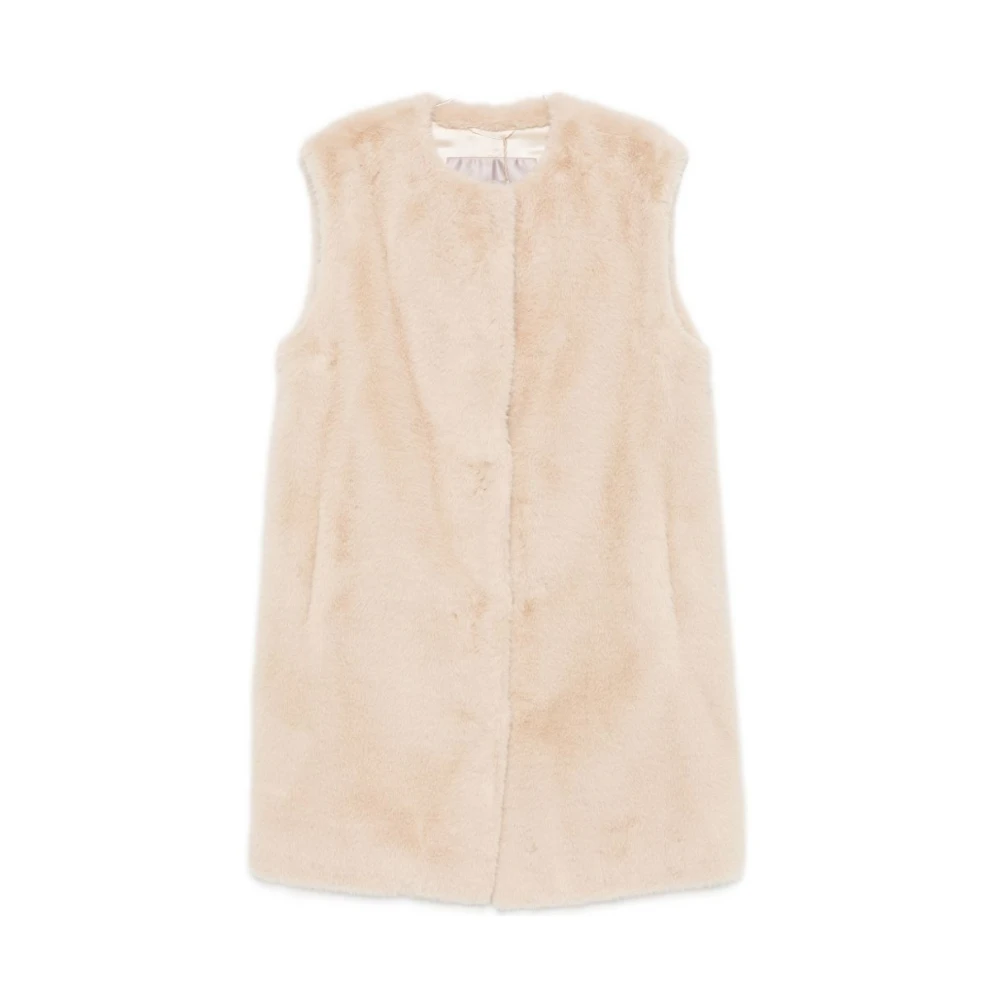Herno Long Faux-Fur Gilet - Female - Waistcoats - Pink - S - Jackets