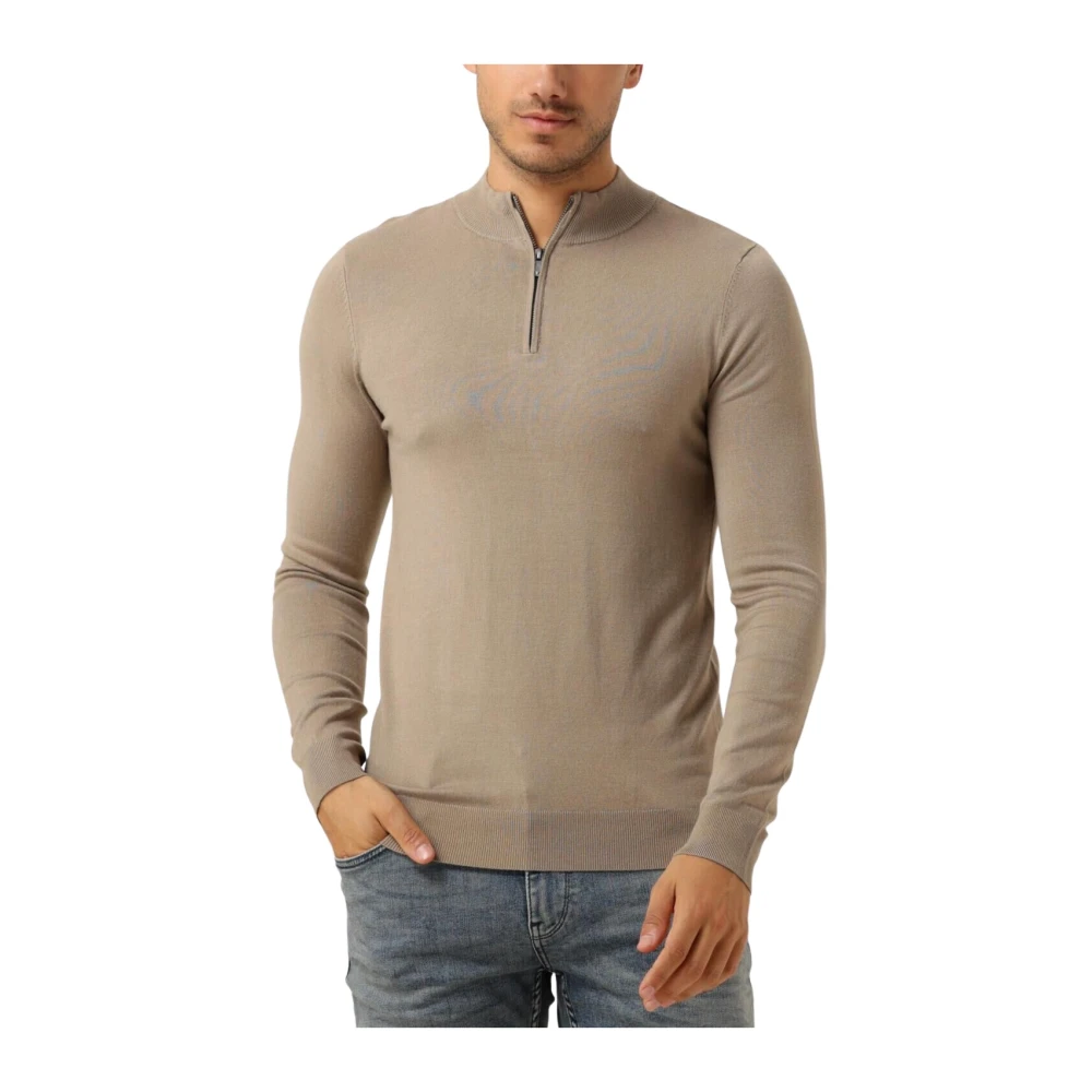 Pure Path Essential Knit Halfzip Sweater Beige Heren