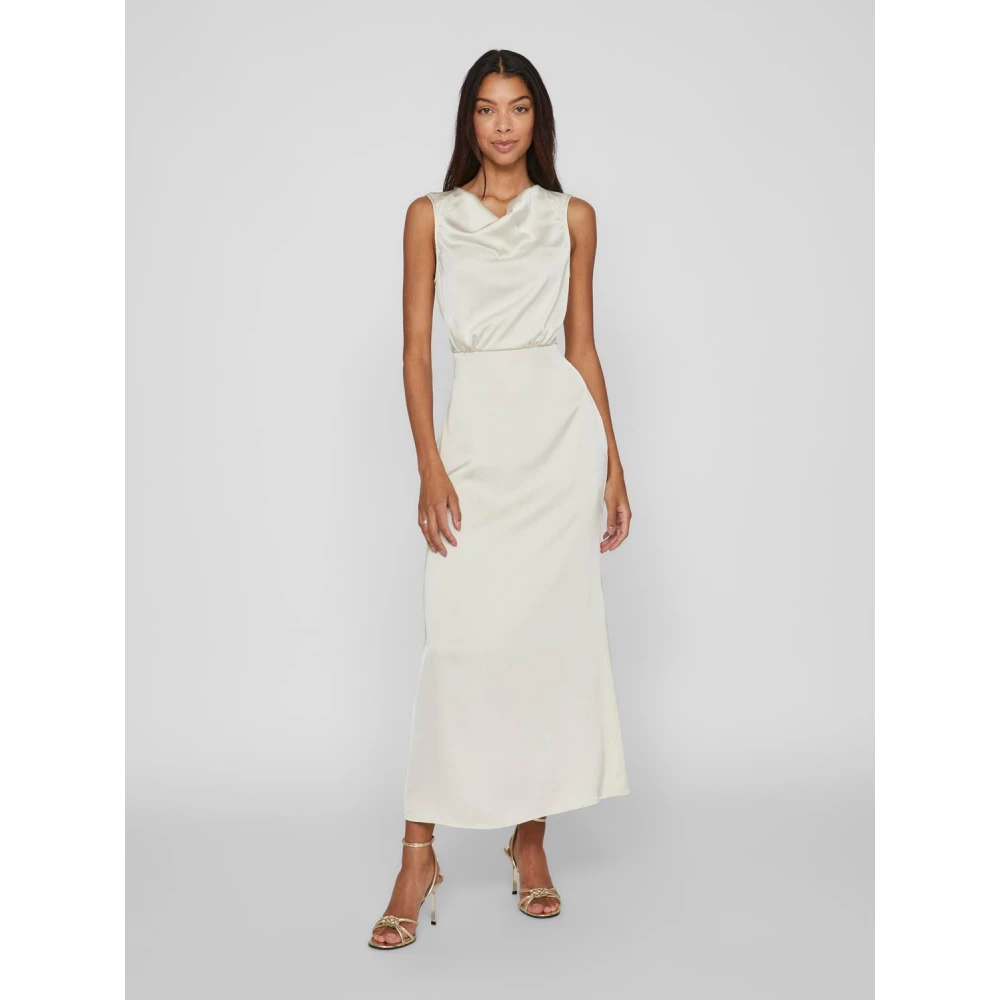 Vila Ravenna Waterfall Jurk Vrouwen Beige Dames