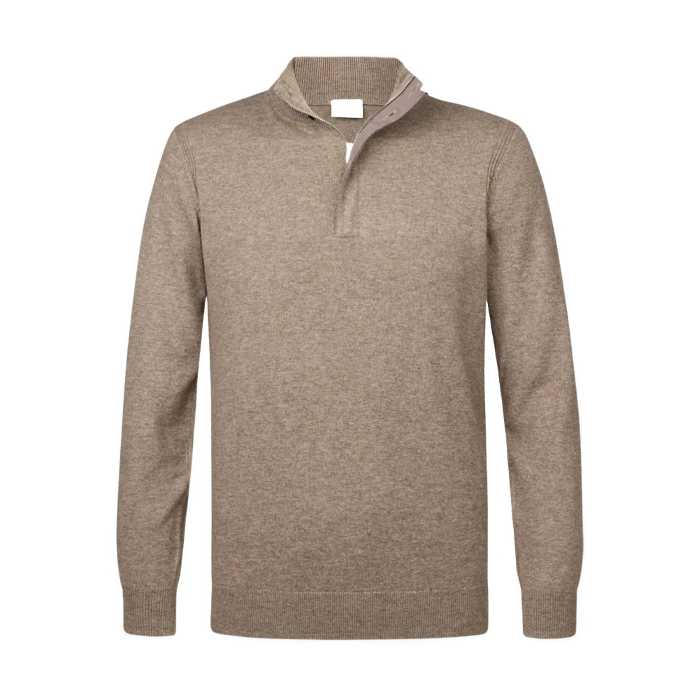 Profuomo Half Zip Bruin Mel Pullover Brown Heren