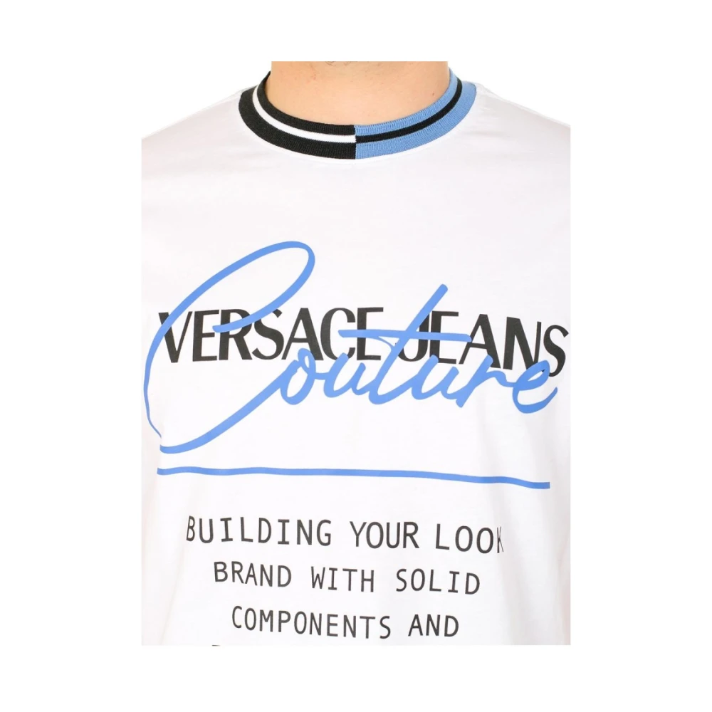 Versace Jeans Couture Wit Logo T-Shirt voor Heren White Heren
