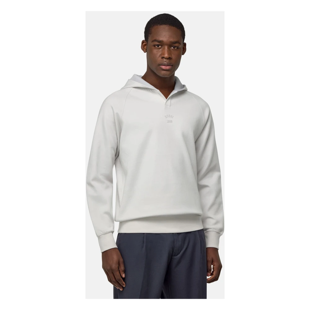 Boggi Milano Hoodie van katoenmix White Heren