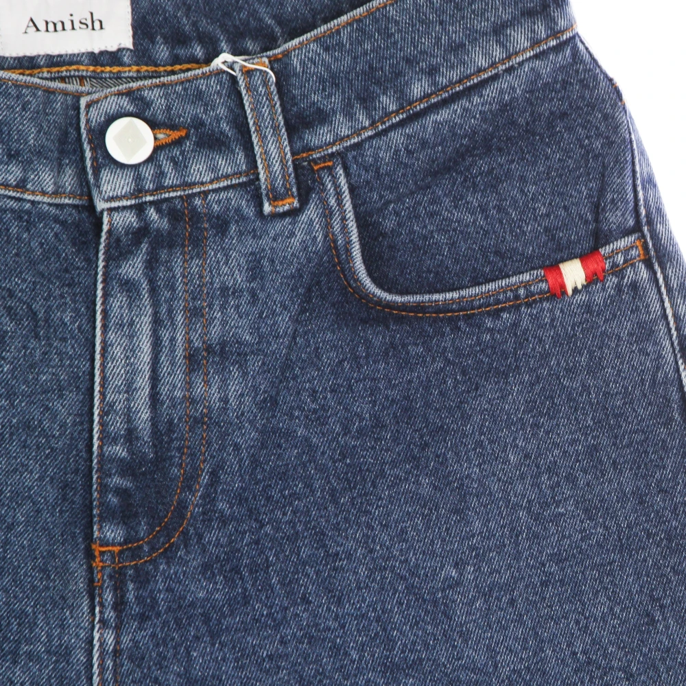 Amish Slim Fit Denim Jeans Stone Washed Blue Dames