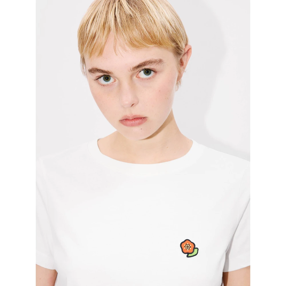 Kenzo Geborduurd Katoenen T-shirt Wit White Dames
