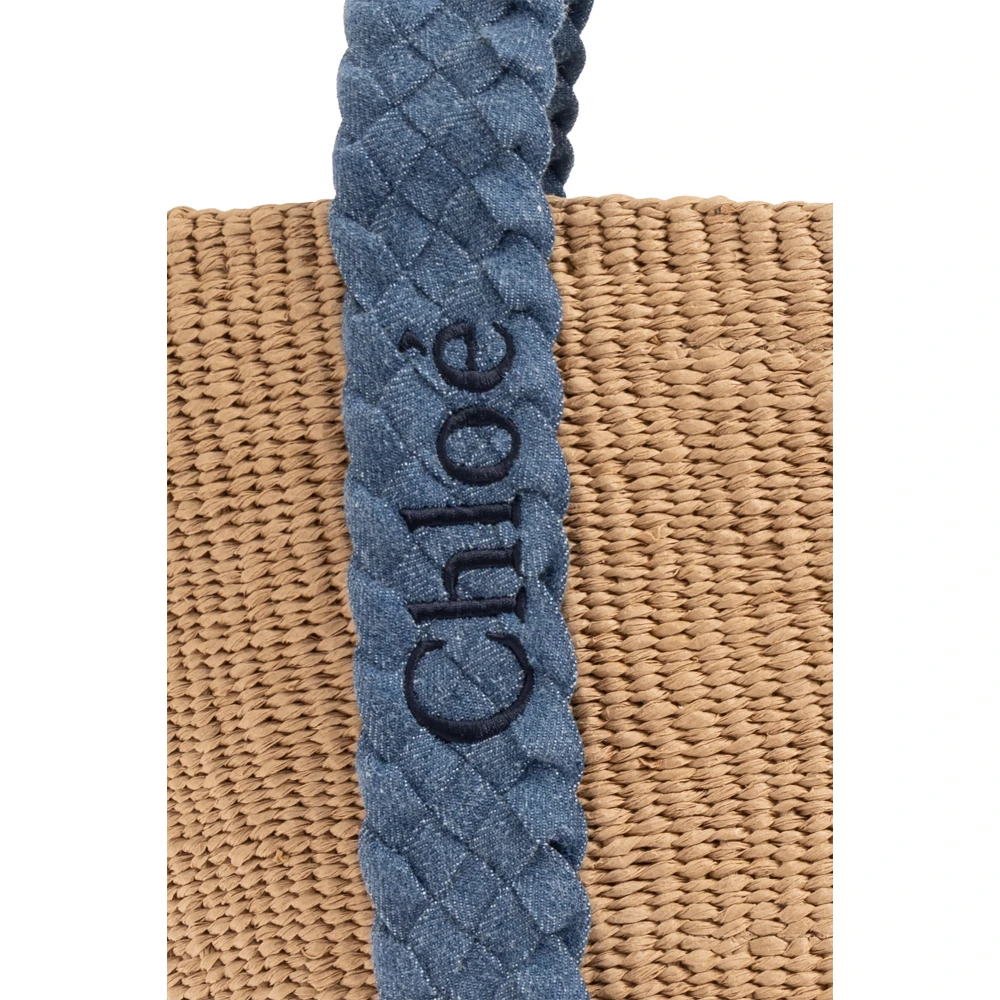 Chloé Handgeweven Beige Shopper Tas met Leren Afwerking Beige Dames