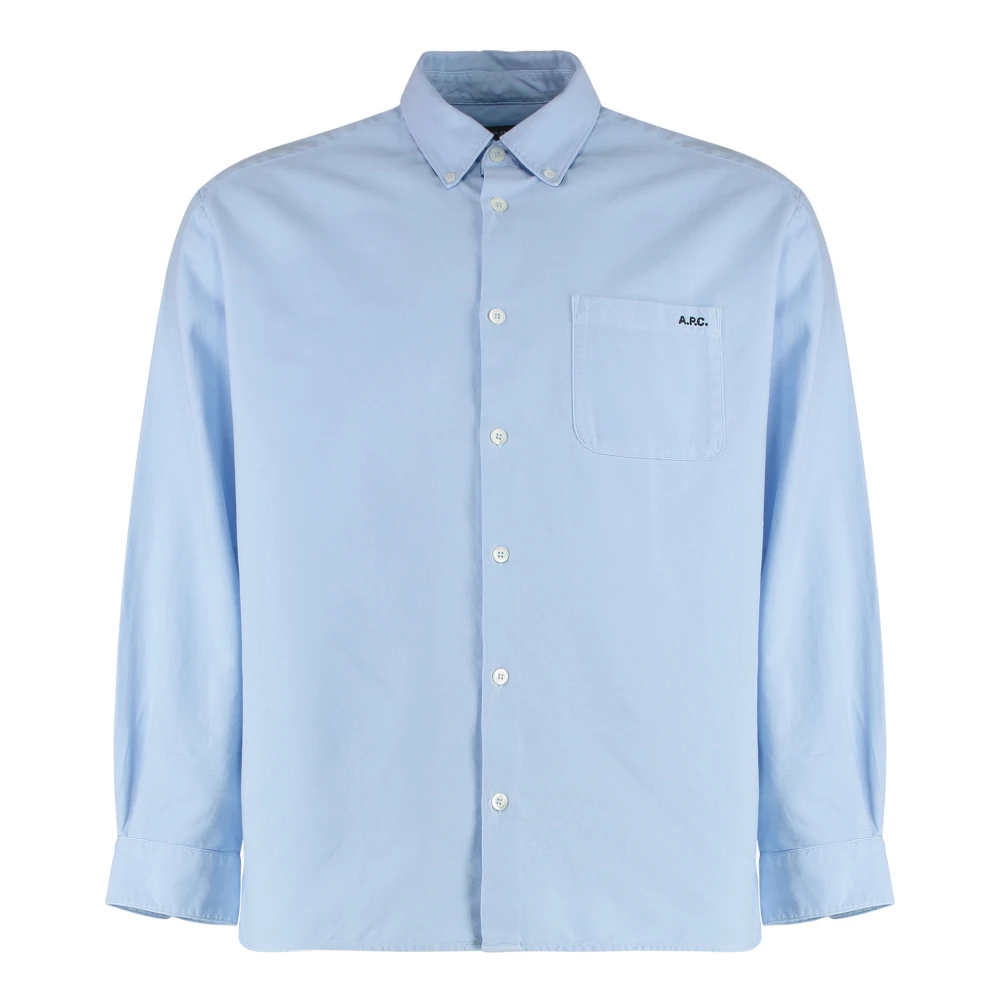 A.p.c. Katoenen overhemd met voorzak Blue Heren