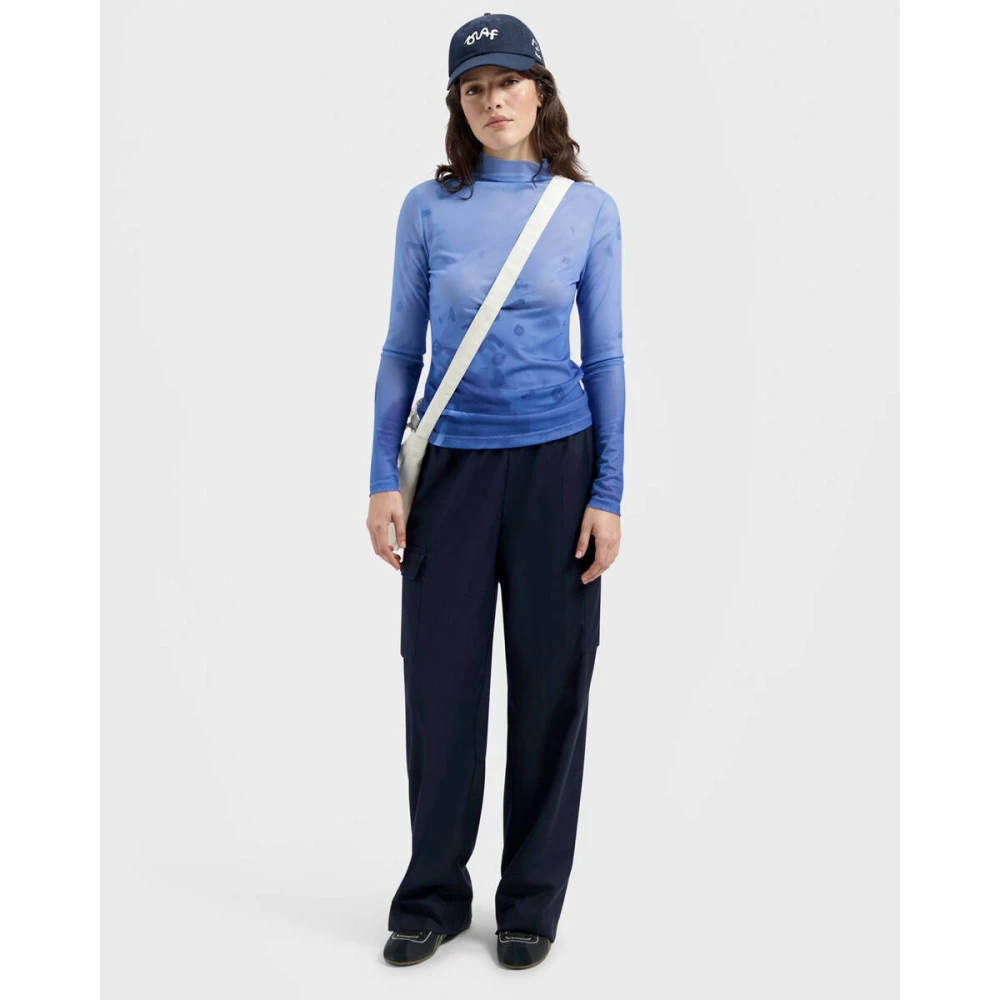 Olaf Hussein Dandelion Mock Neck Top Blue Dames