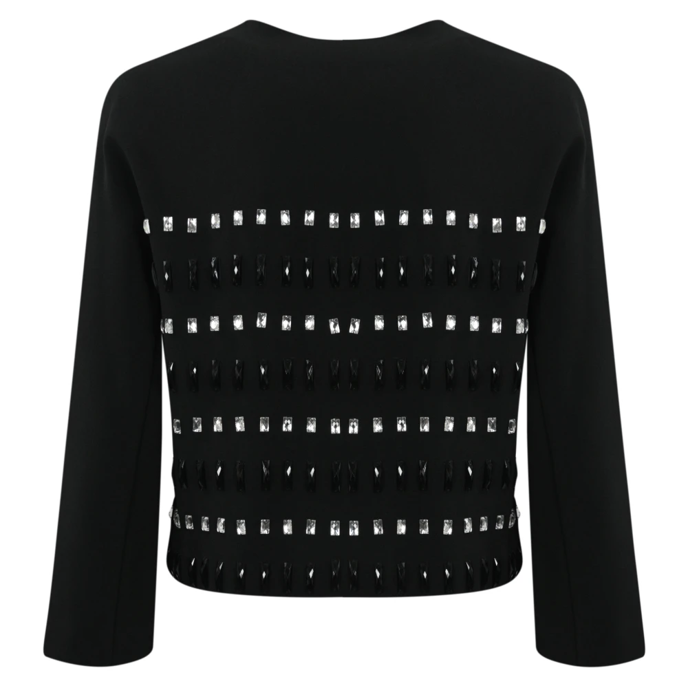 Max Mara Studio Zwarte juweelversierde damesjas Black Dames