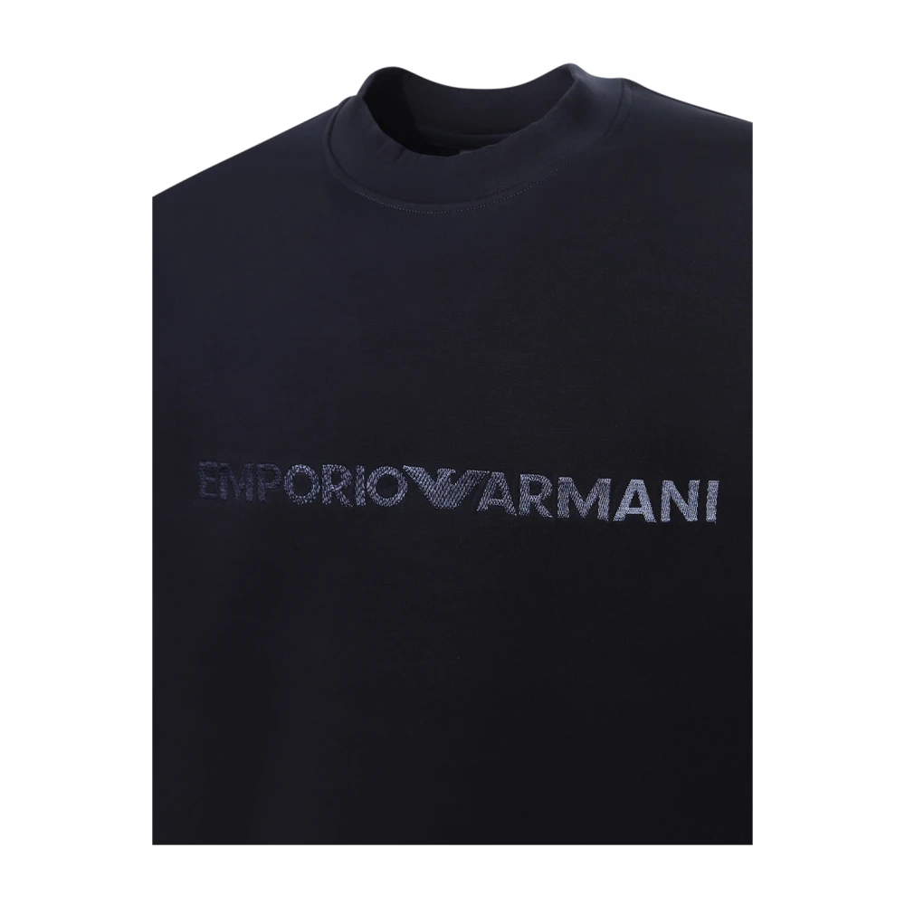 Emporio Armani Blauwe Crew-neck Logo Sweatshirt Blue Heren