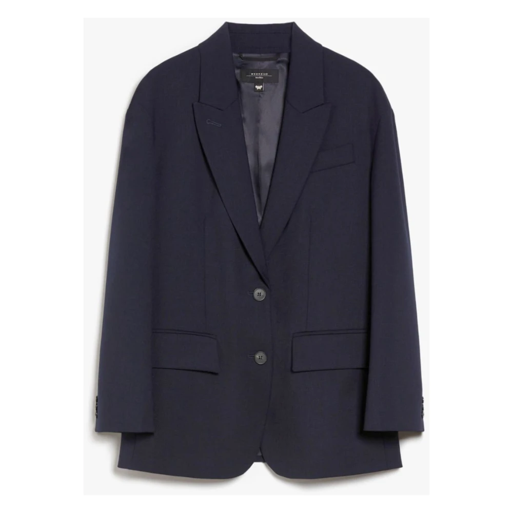 Max Mara Weekend Blauwe Quadro Jas Blue Dames