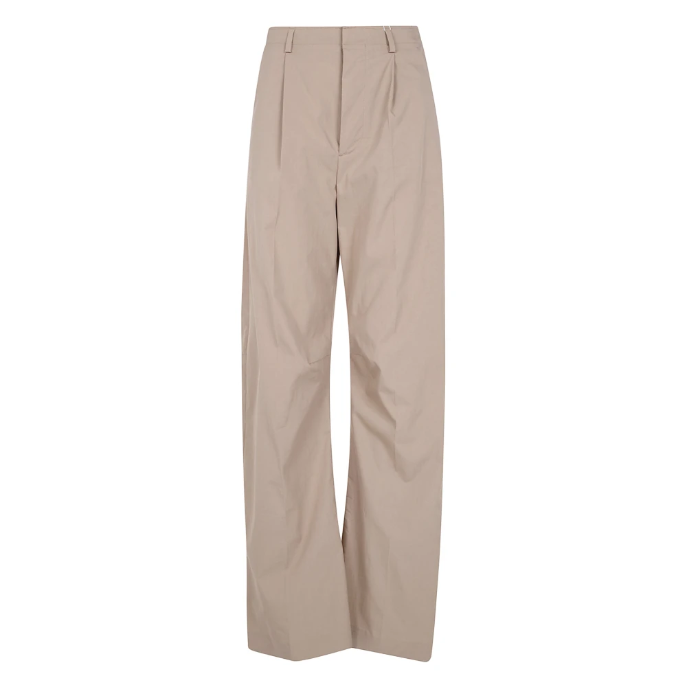 Mm6 Maison Margiela Women's Beige Wide Leg Trousers - Wide Trousers - S - Trousers
