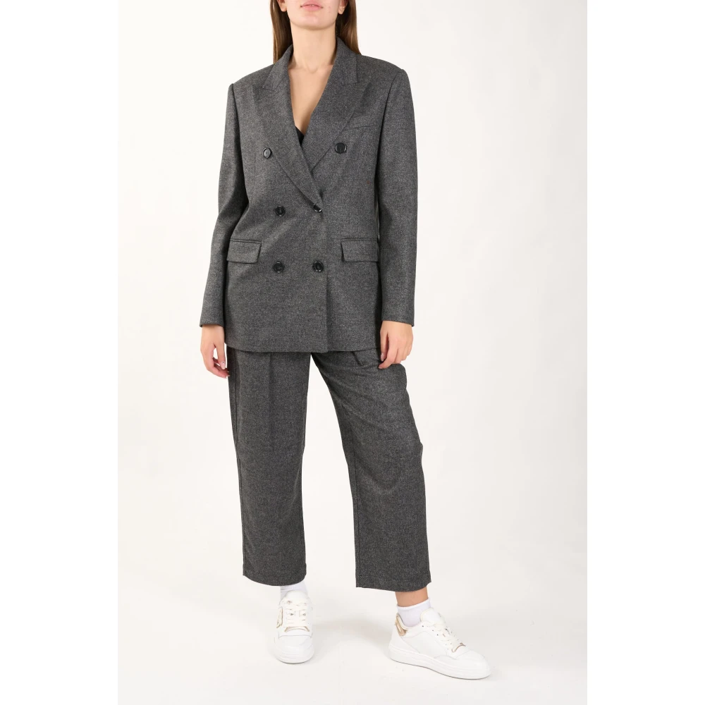 pinko Wollen double-breasted jas micro ruitpatroon Gray Dames