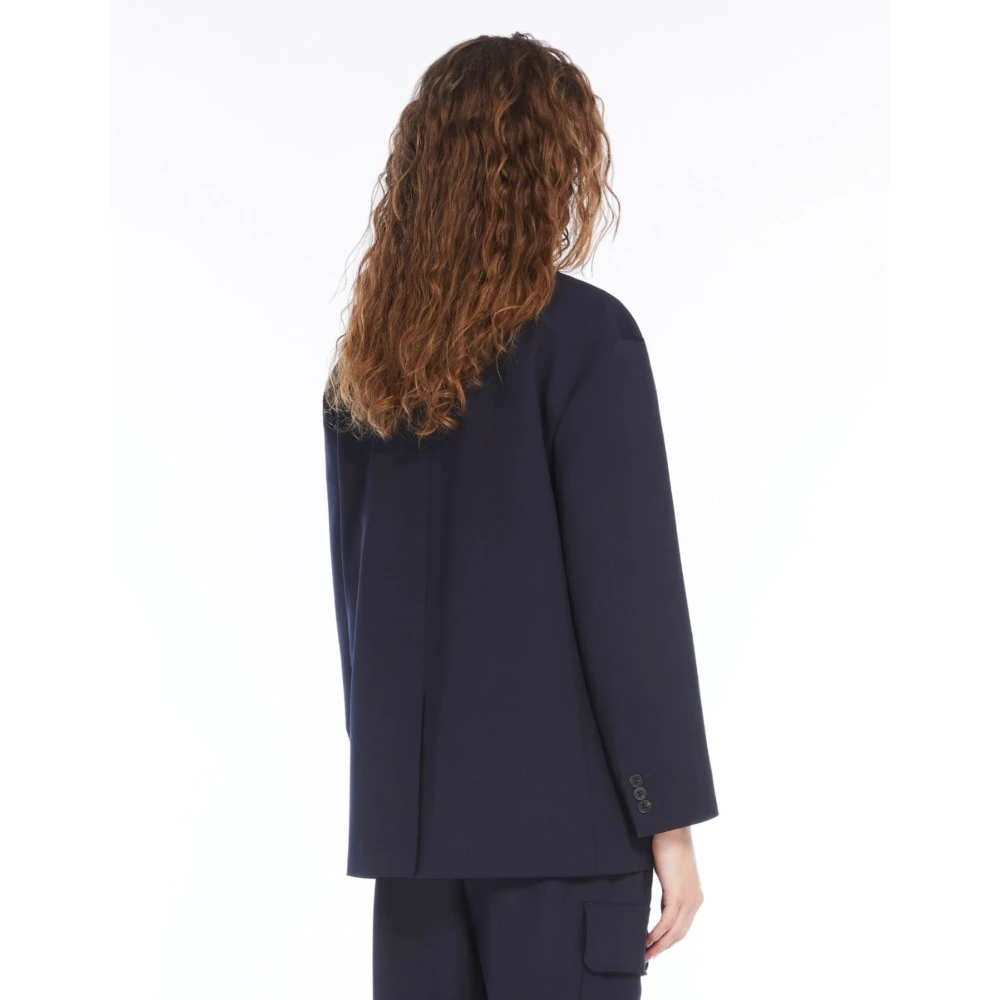 Max Mara Weekend Blauwe Quadro Jas Blue Dames