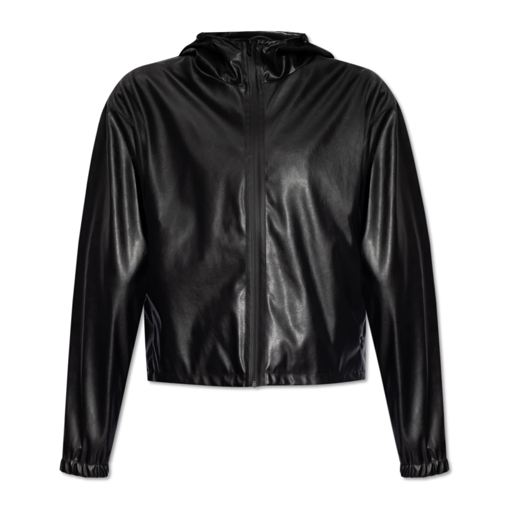 Diesel Hooded jacket in coated fabric Black Dames