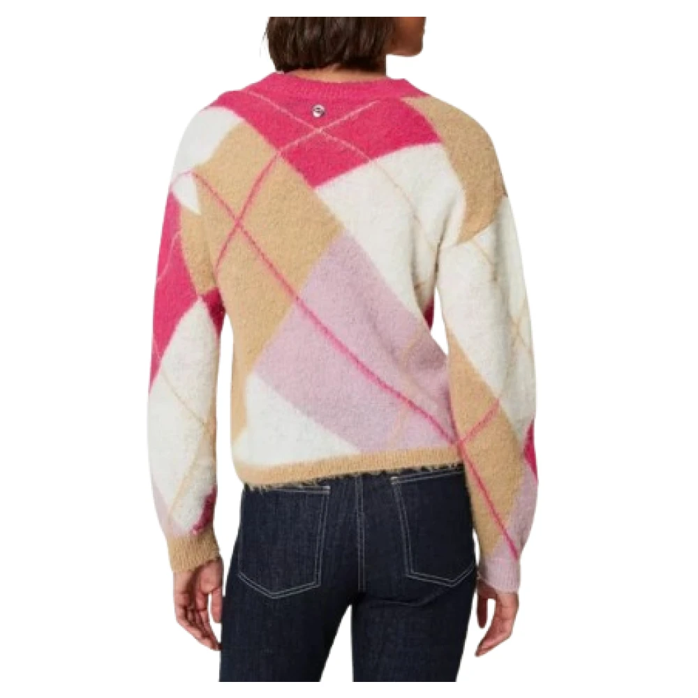 Twinset Roze Jacquard Argyle Trui Multicolor Dames